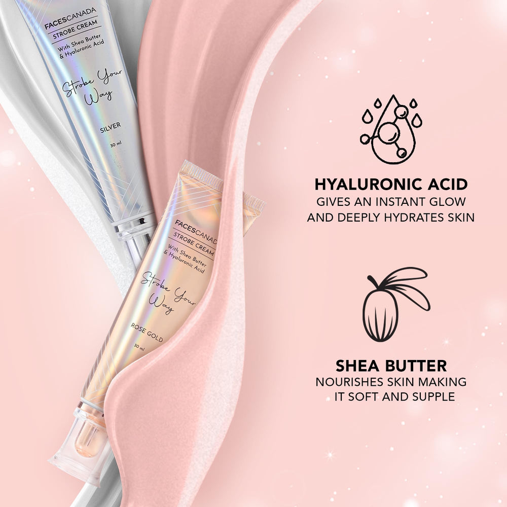 FACESCANADA Strobe Cream Rosa Dorado: envase detalle que muestra el tono rosa dorado.