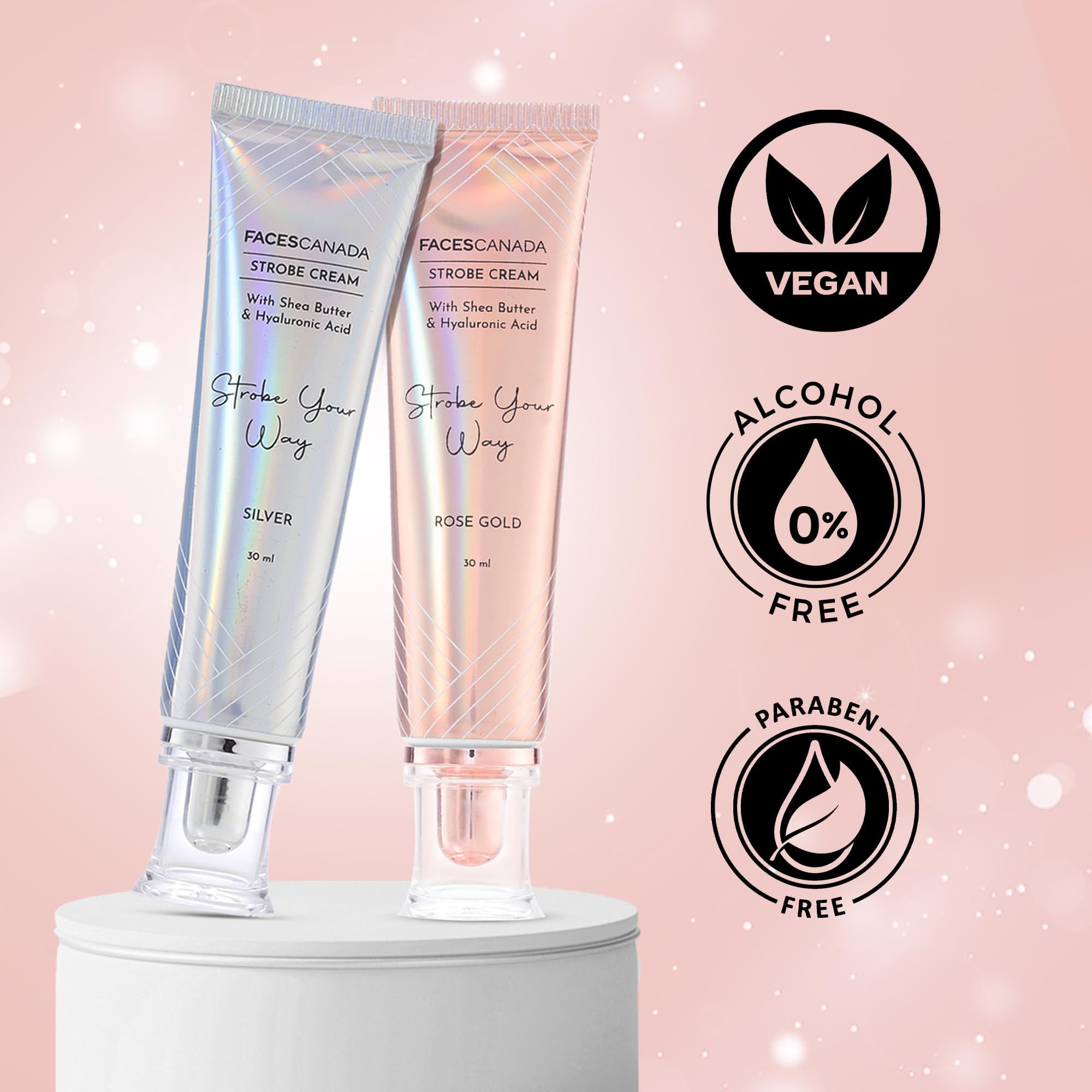 FACESCANADA Strobe Cream Rosa Dorado: manteca de karité aporta suavidad y nutrición a la piel.