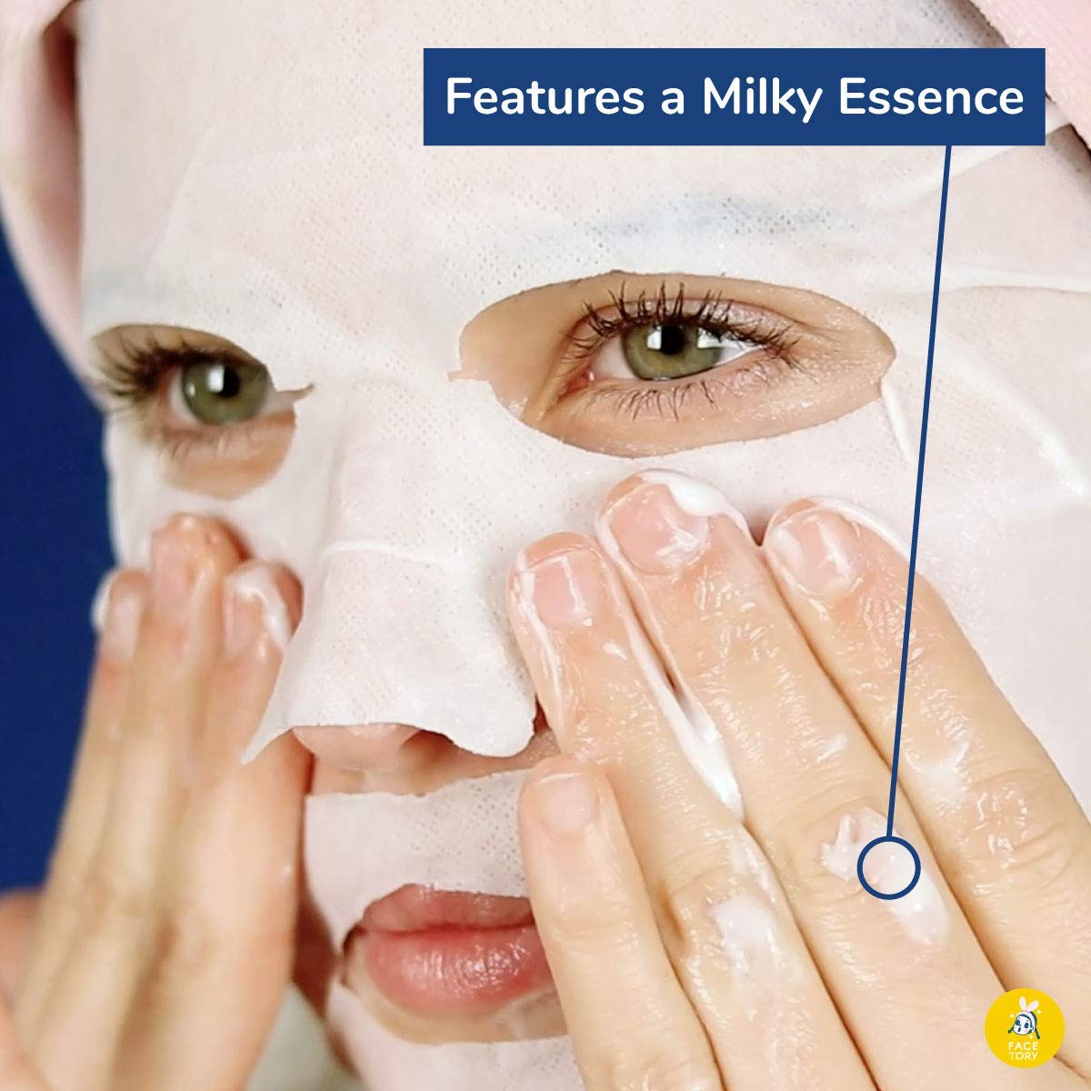 FACETORY Moon Velvet essence pouring onto skin for milky hydration moment