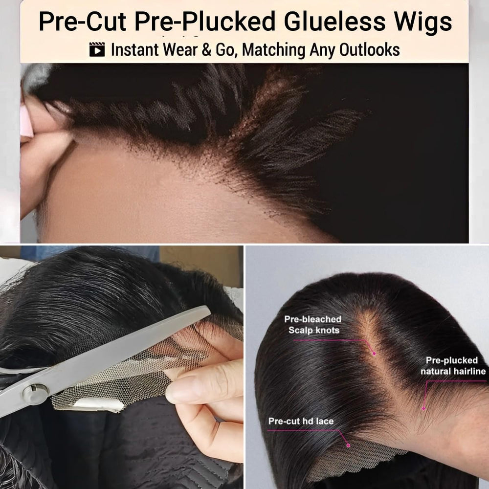 FACMOOD pre-cut lace front demonstrates time-saving installation.