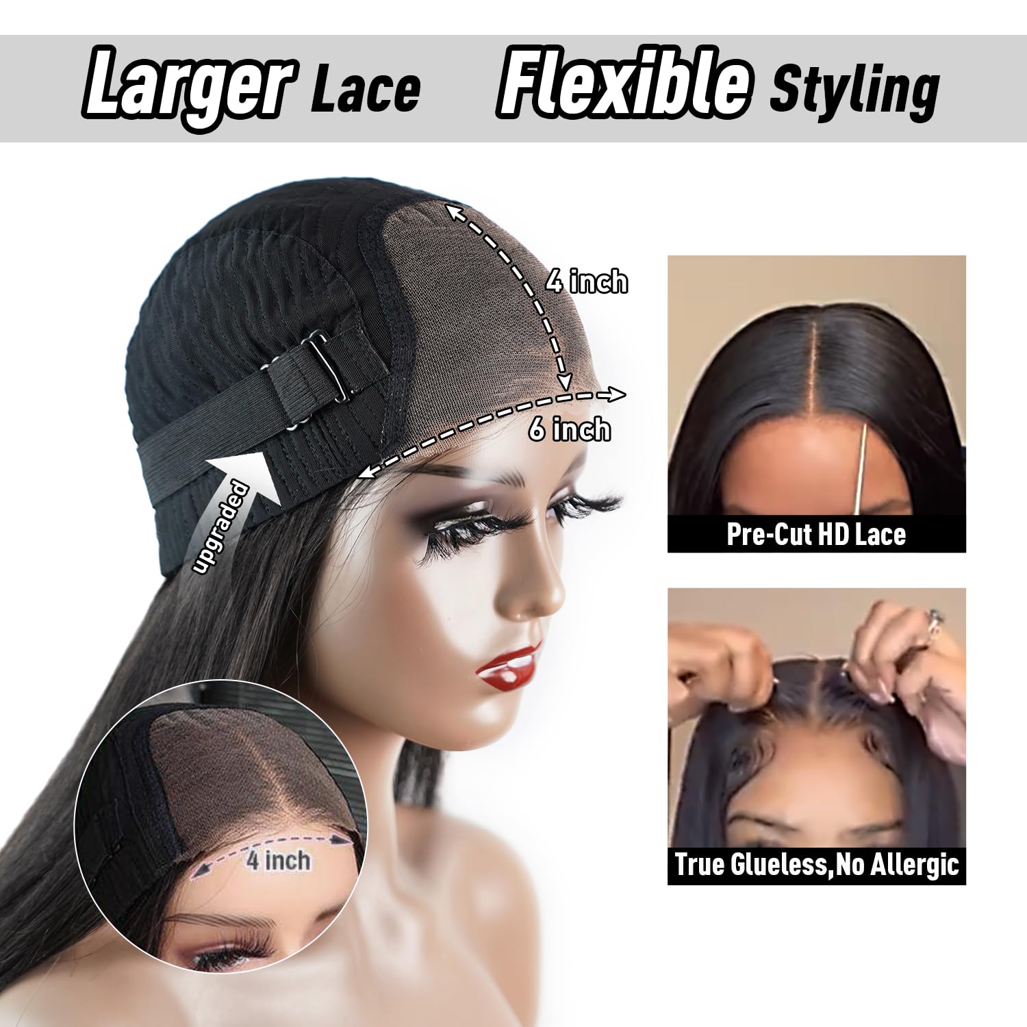 FACMOOD pre-plucked hairline highlights natural-looking hairline.