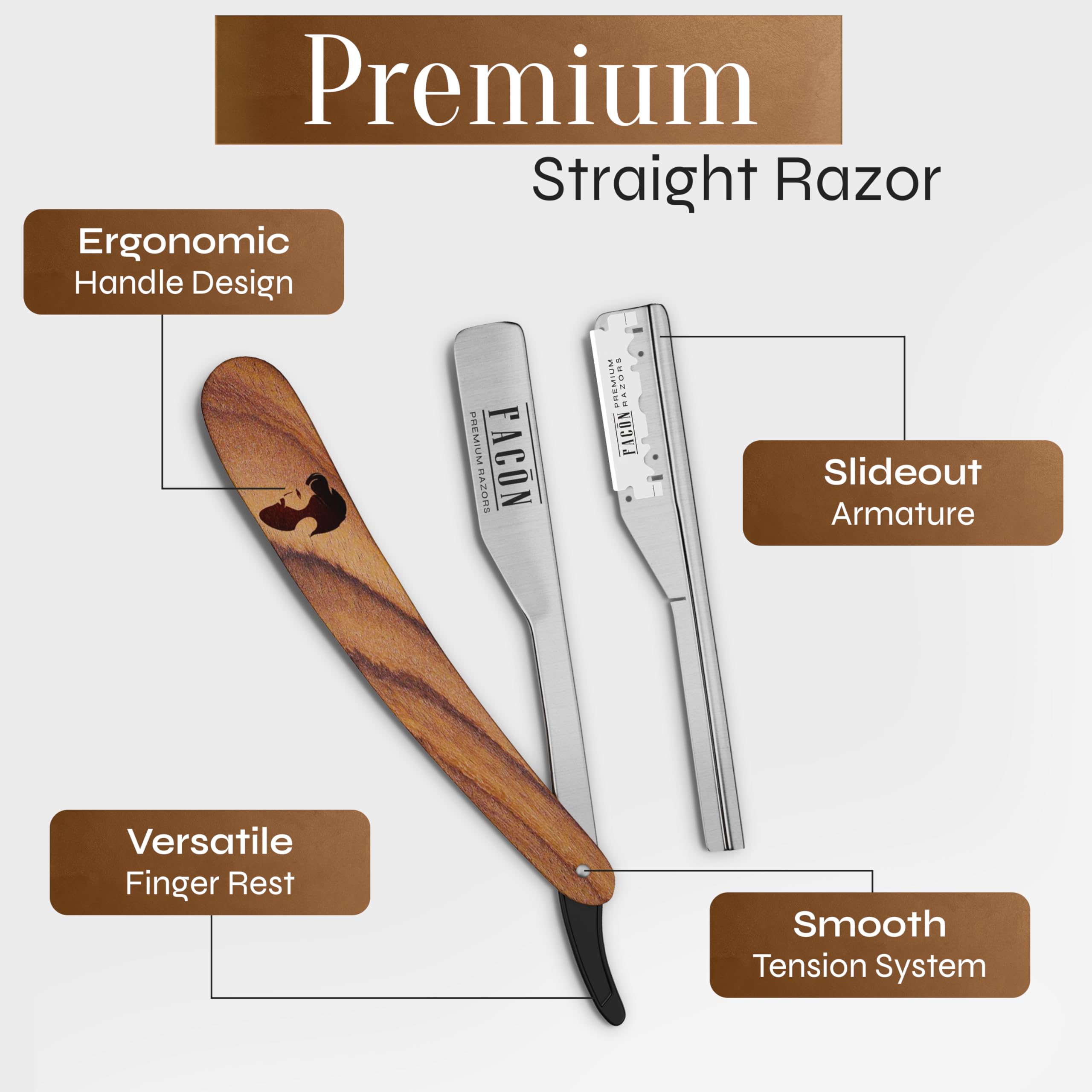 FACON barber-knife straight razor for professional grooming.