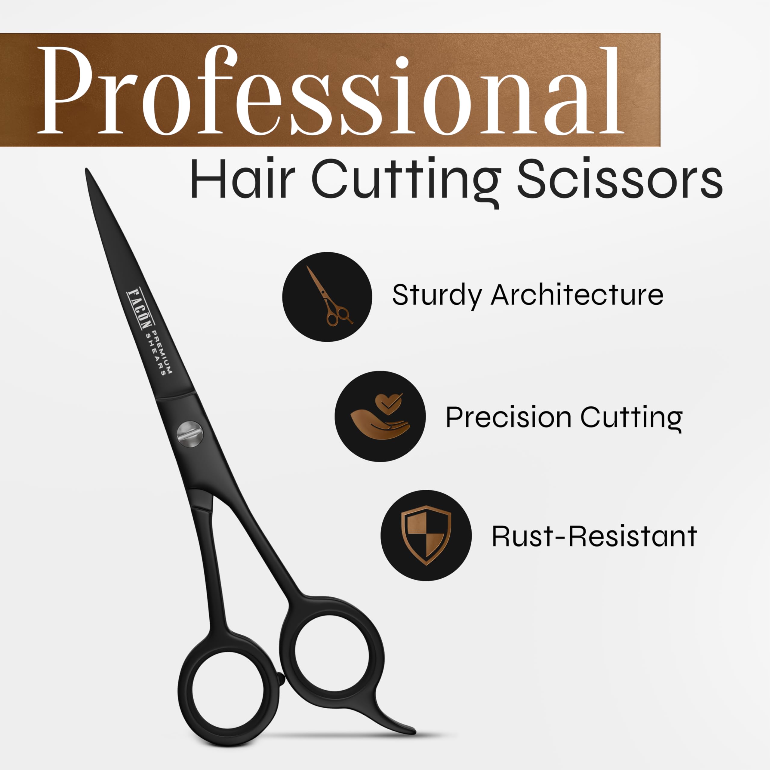 FACON barber shears with clean salon-edge results.