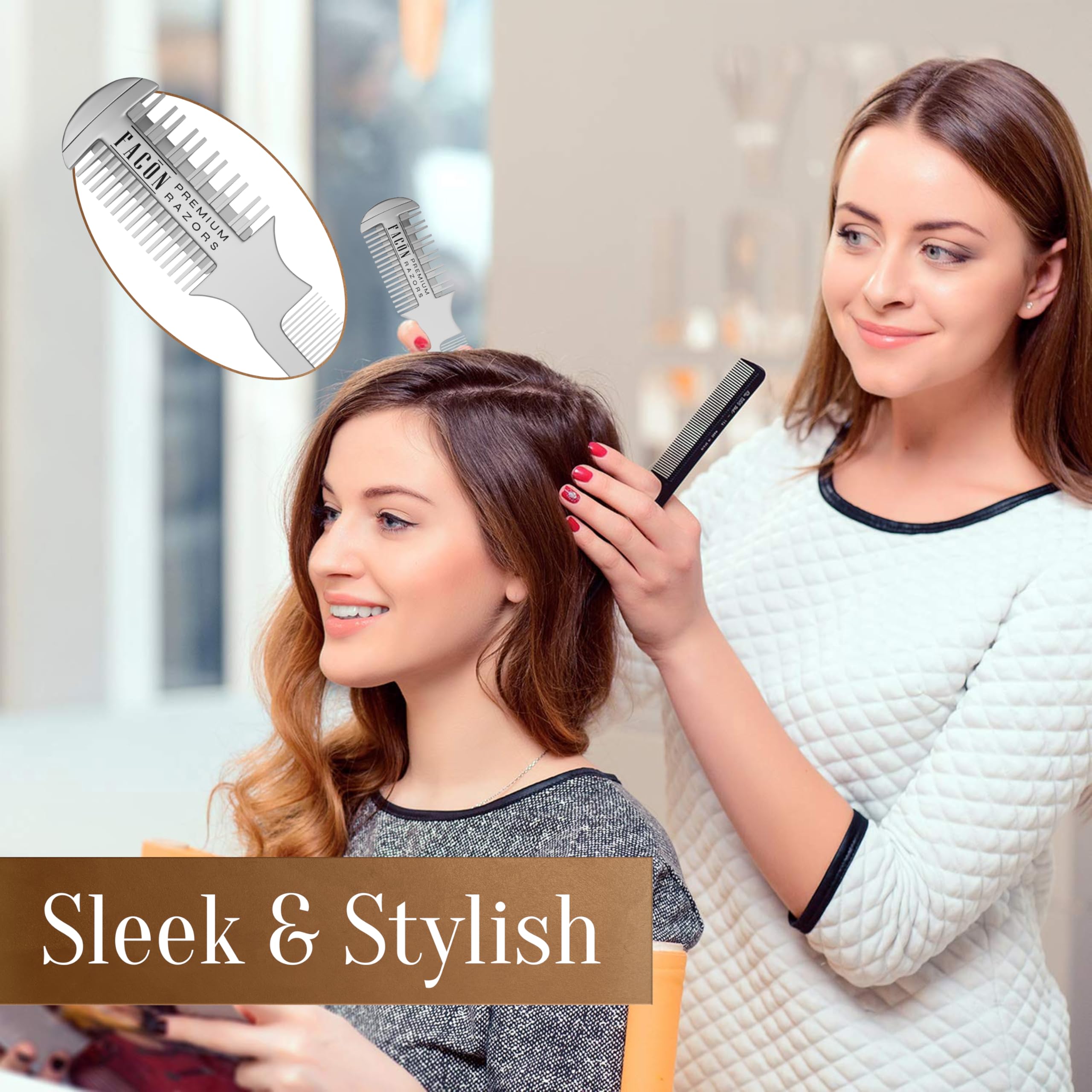 FACON double-edge shaper offers versatile trimming and texturizing options.