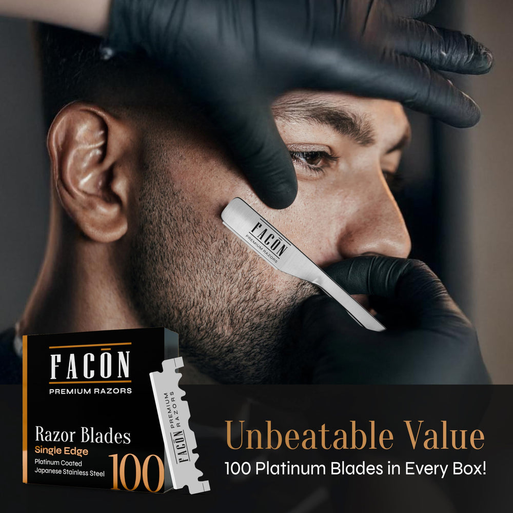 FACON ergonomic grip handle for comfortable, accurate shaving.