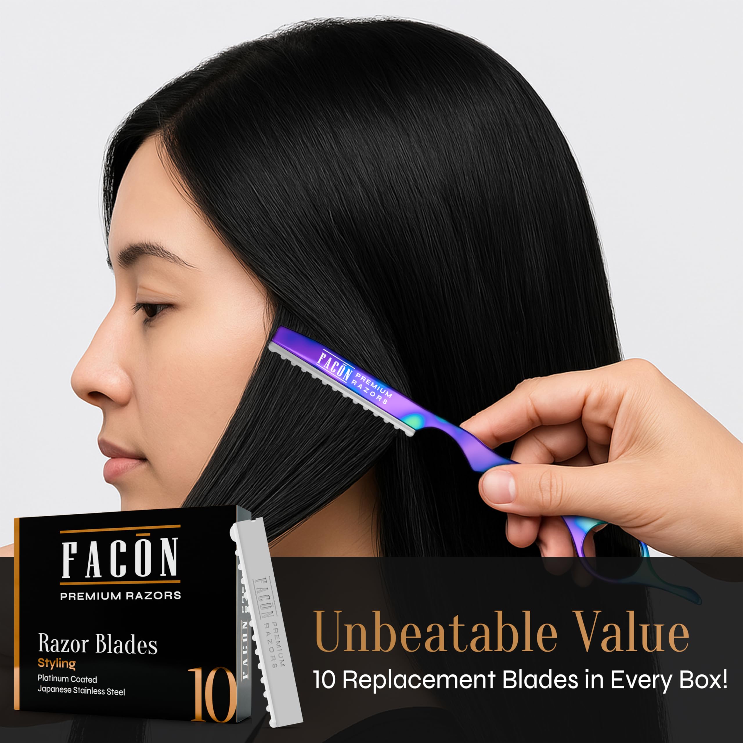 FACON ergonomic handle design provides comfortable grip during styling