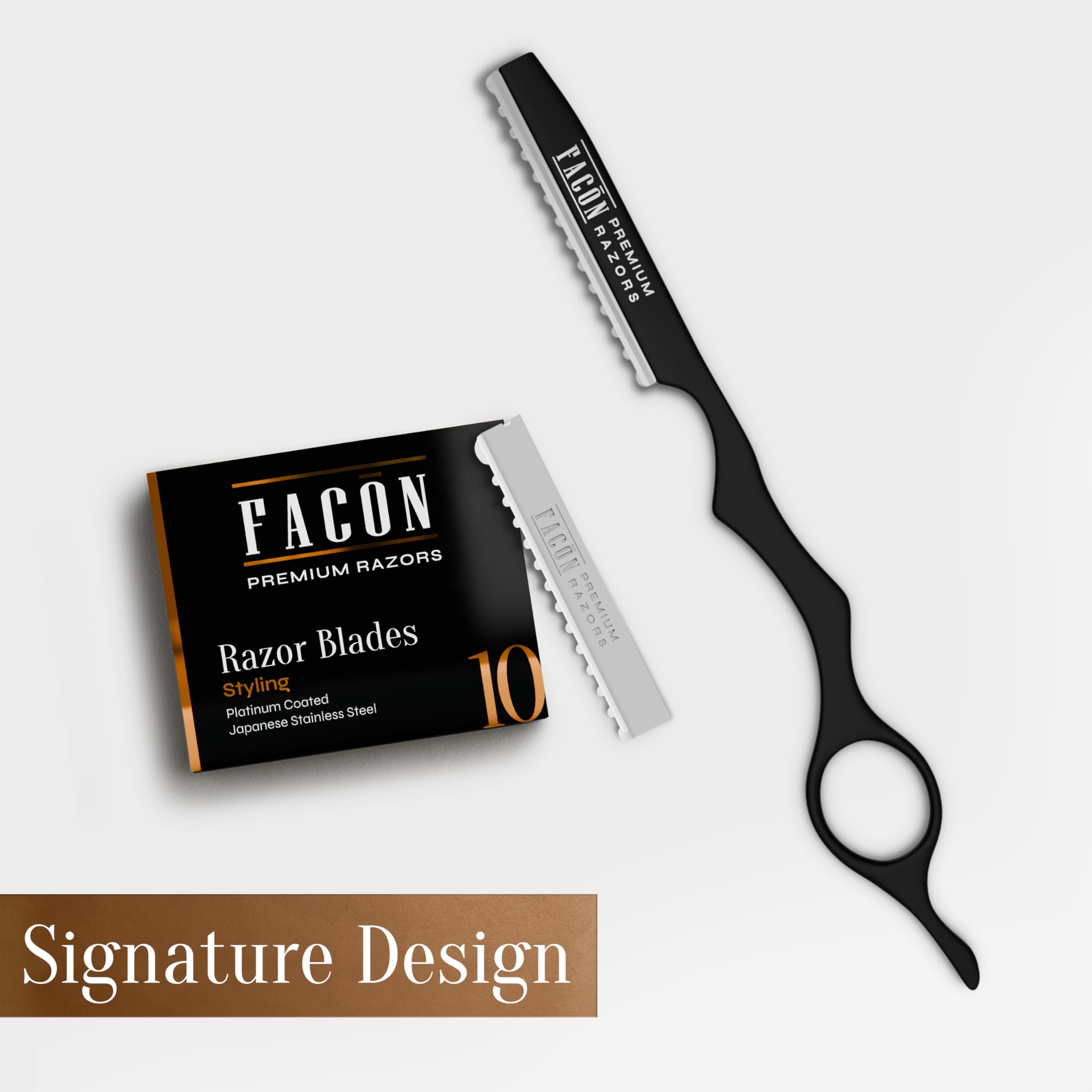 FACON Faether blades delivering precision and durability during styling.