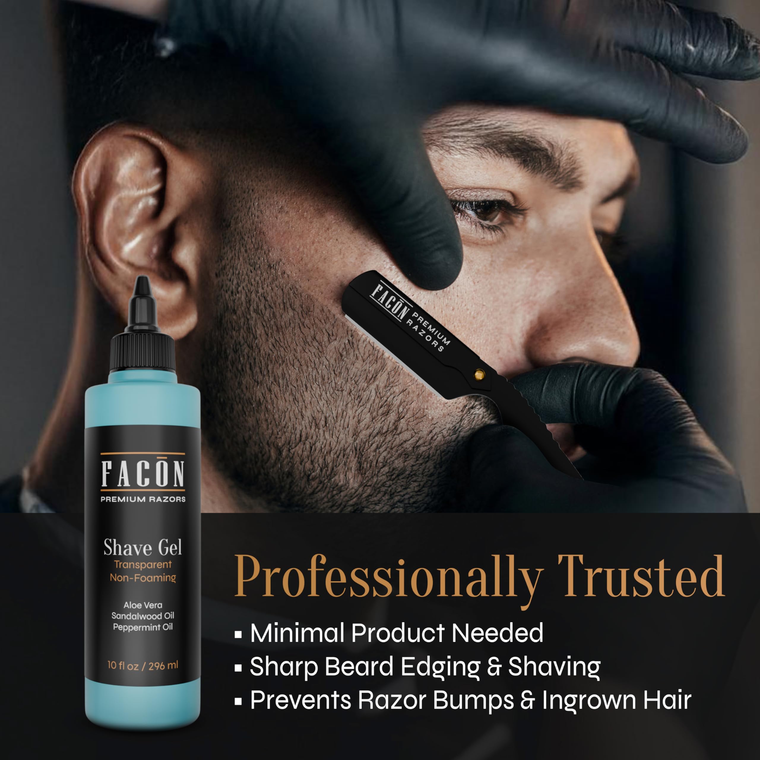 Facón menthol cooling sensation delivers refreshing relief during a shave.
