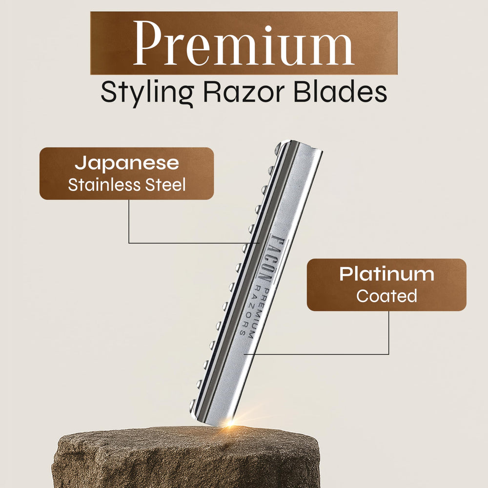 FACON platinum Japanese stainless steel blades ensure long-lasting sharpness for consistent styling.