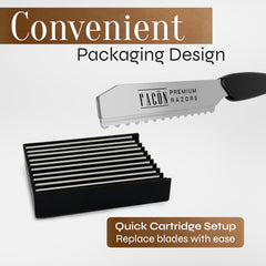FACON razor comb compatibility shown for seamless blade swaps and quick setup.