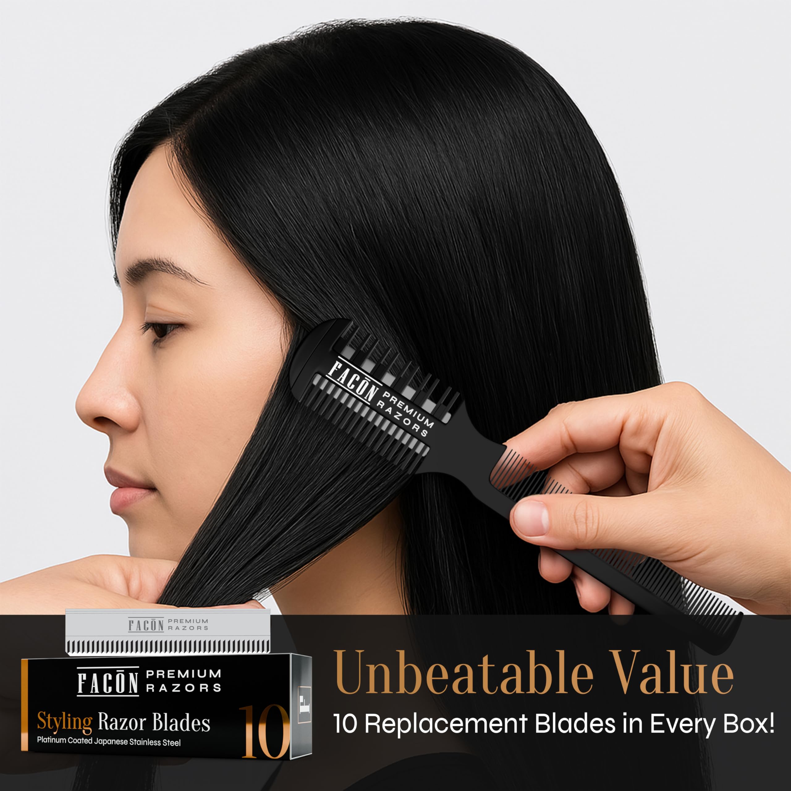 FACON Razor Comb for-all-hair-types supports precise cutting and shaping across textures.