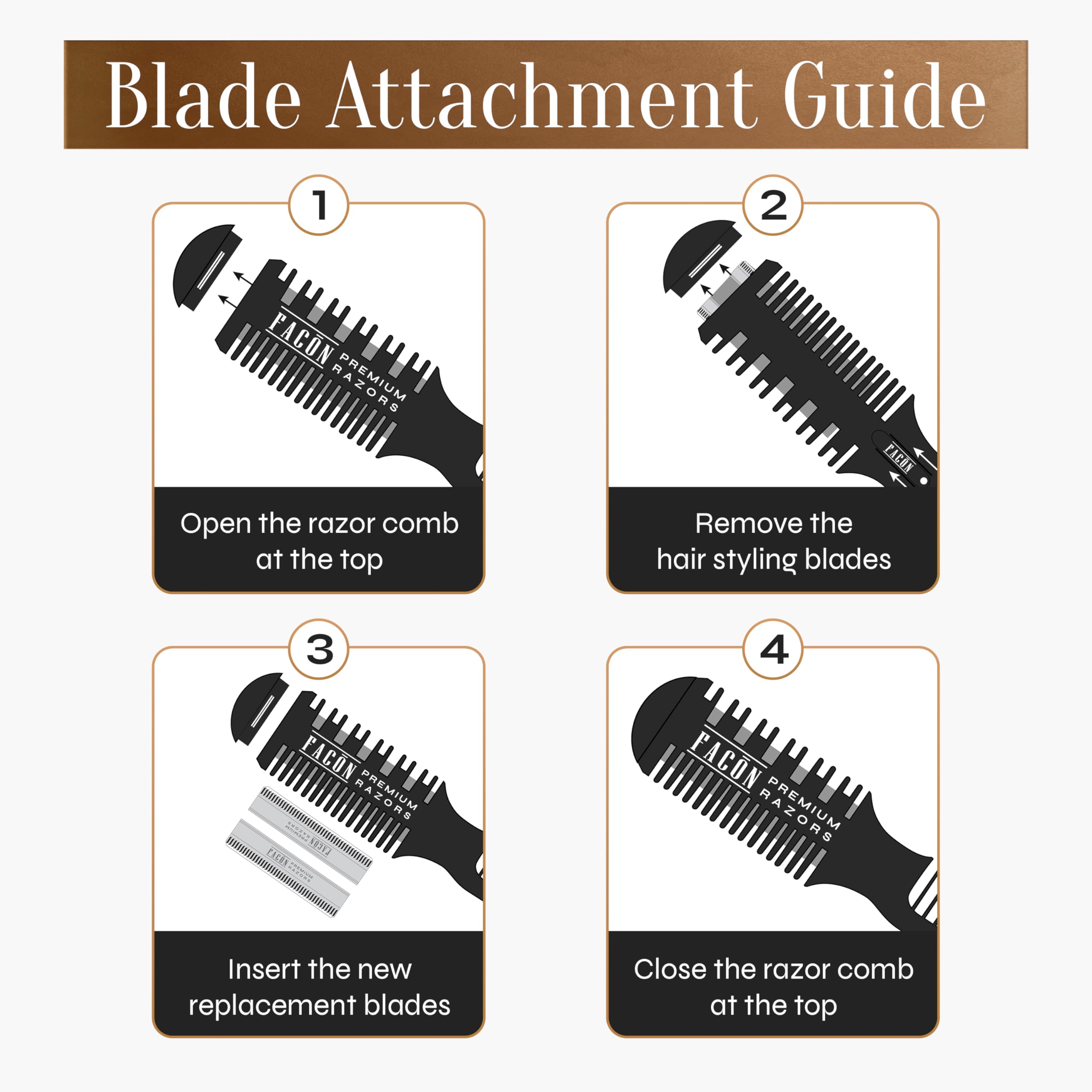 FACON Razor Comb snagging-reduction design promotes smoother grooming across hair types.