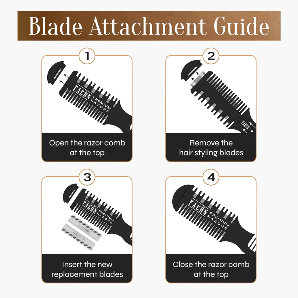 FACON Razor Comb snagging-reduction design promotes smoother grooming across hair types.