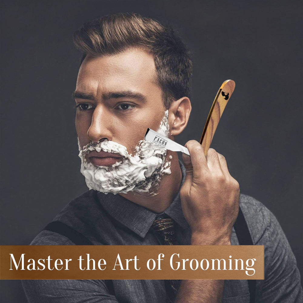 FACON stainless steel blade provides barber-grade precision.