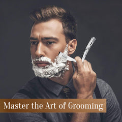 FACON barber-grade razor highlights precision during grooming.