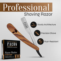 FACON straight razor blades 100-pack for clean, consistent shaves.