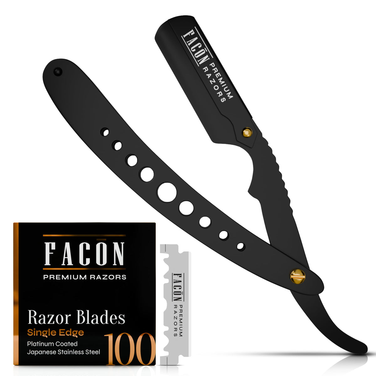 FACON straight razor with ergonomic grip for precise daily shaving.