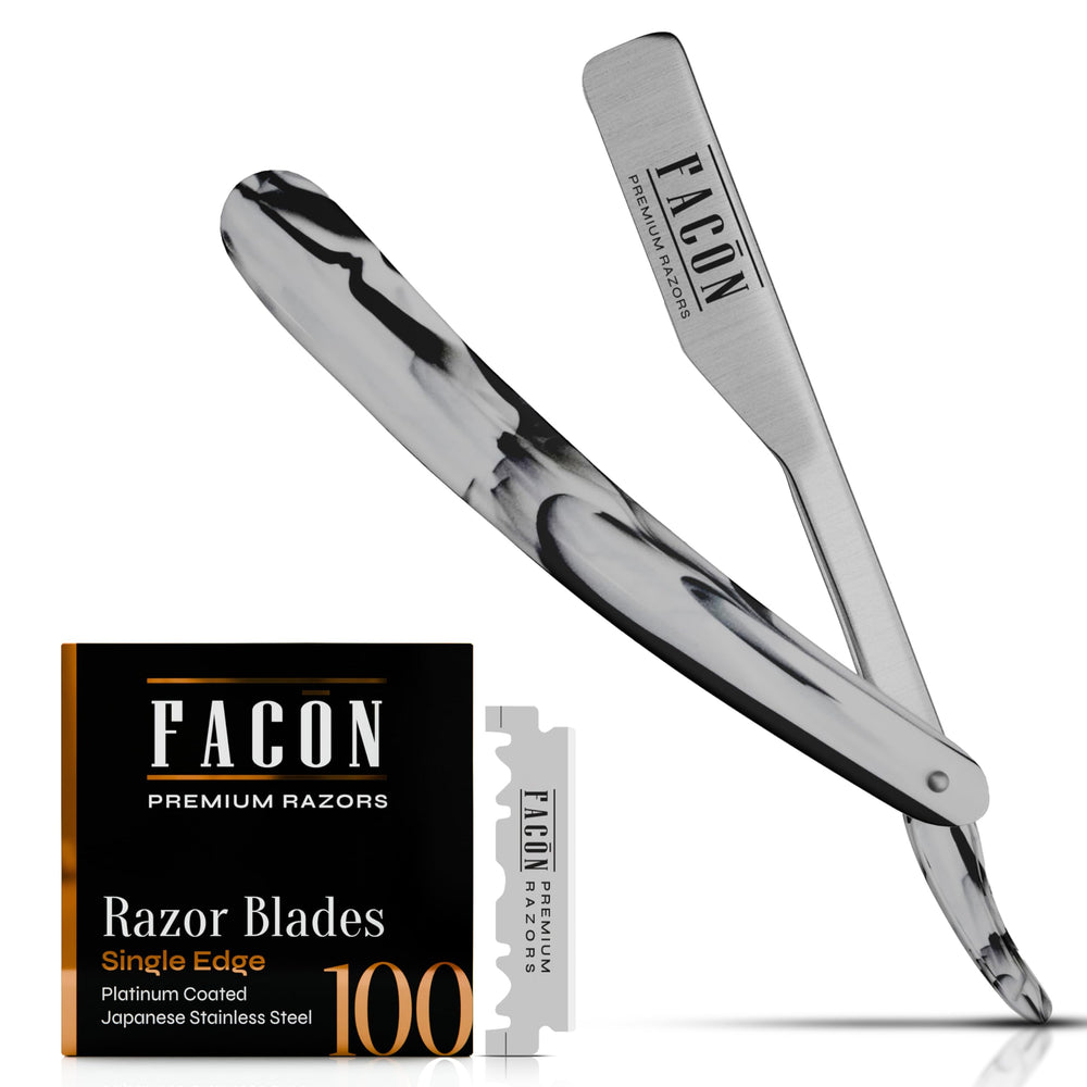 FACON straight razor ergonomic handle for precise grooming.