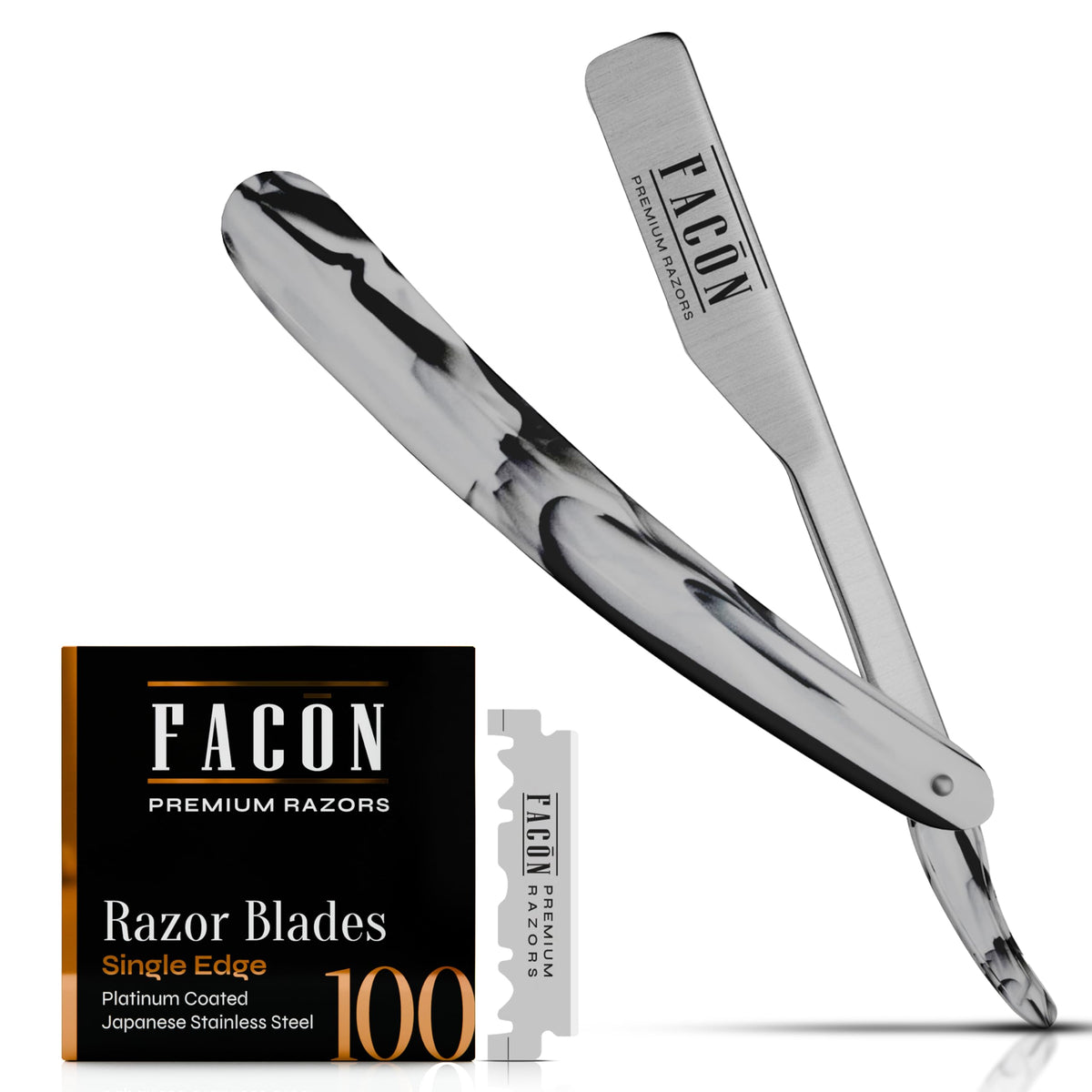 FACON straight razor ergonomic handle for precise grooming.