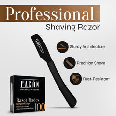 FACON straight razor ergonomic handle close-up highlighting comfortable grip for steady shaves