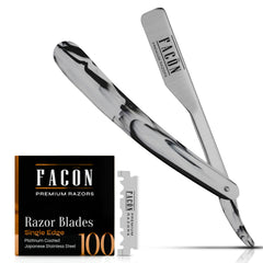 FACON straight razor ergonomic handle for precise grooming.