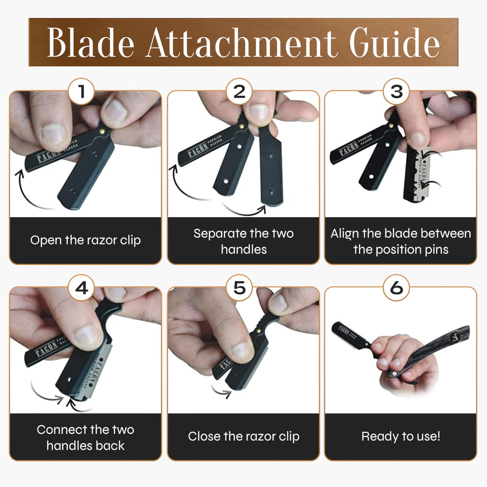FACON straight razor kit barber-style tools for professional grooming at home.