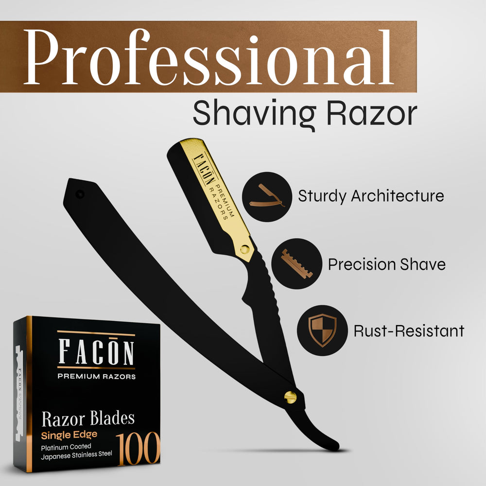 FACON straight razor kit ergonomic handle for comfortable control