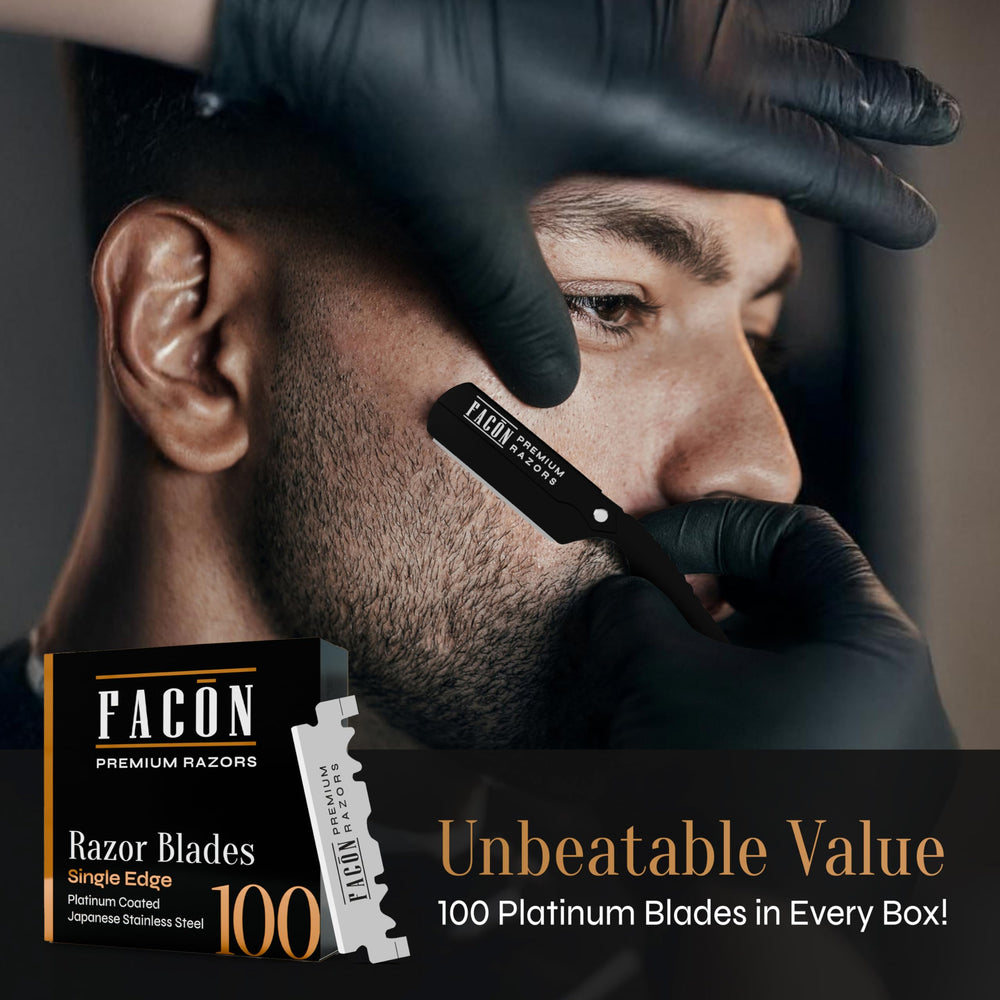 FACON straight razor kit wooden case packaging for stylish, gift-ready presentation.