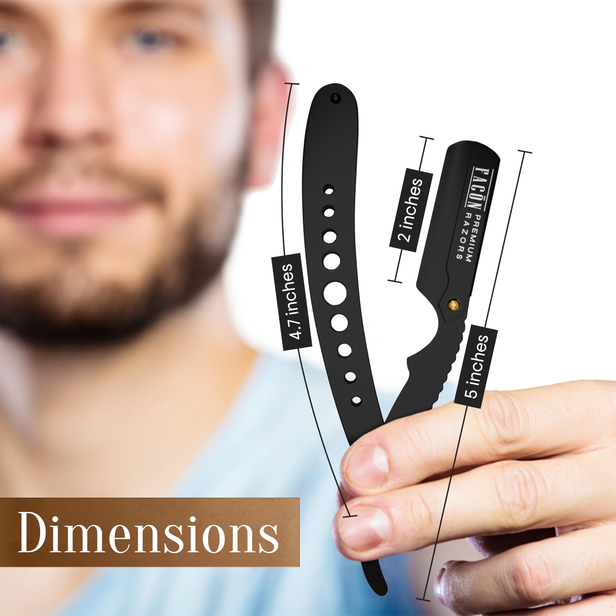 FACON straight razor metallic sheen highlights durable craftsmanship.