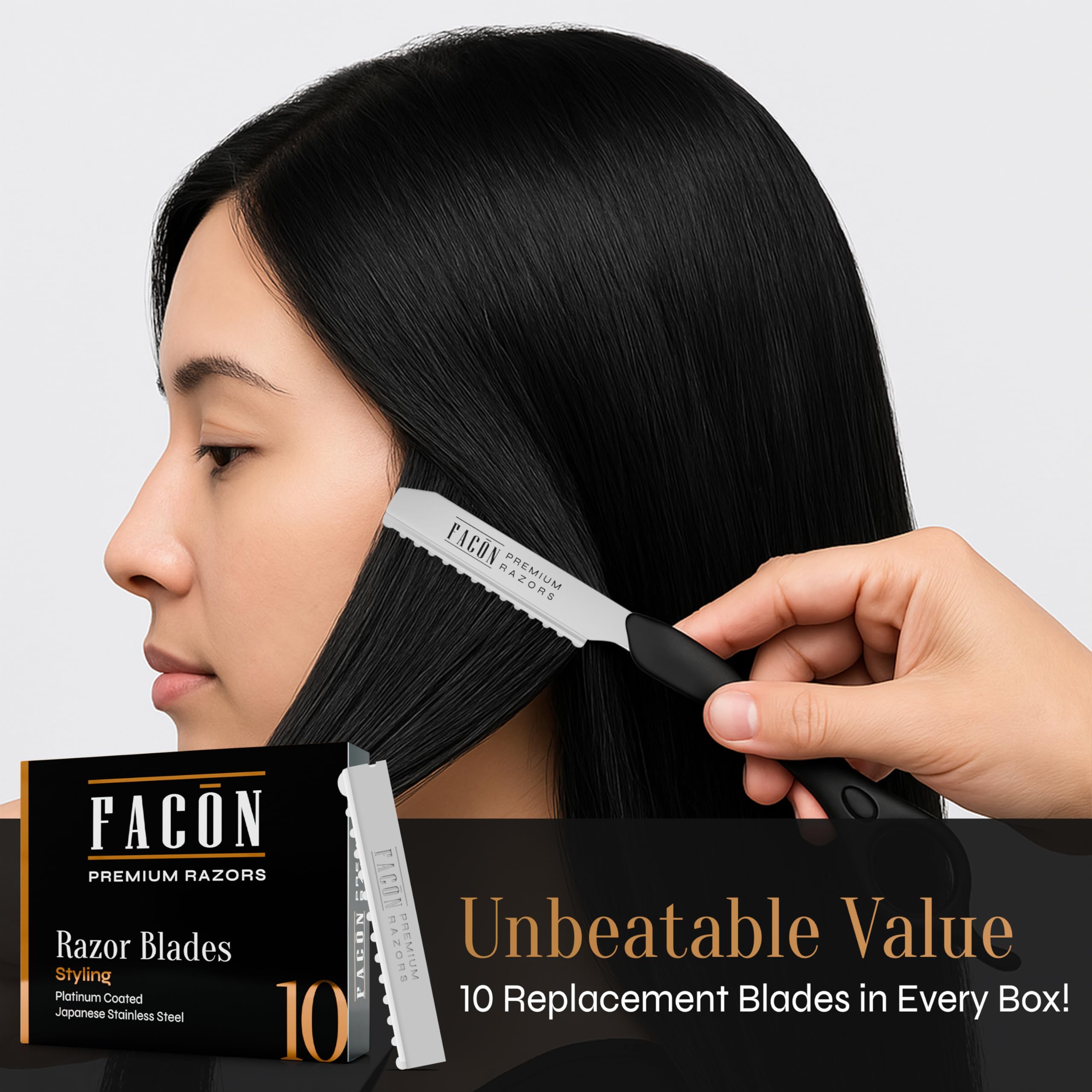 Thinning function on FACON razor for texture and layered looks.