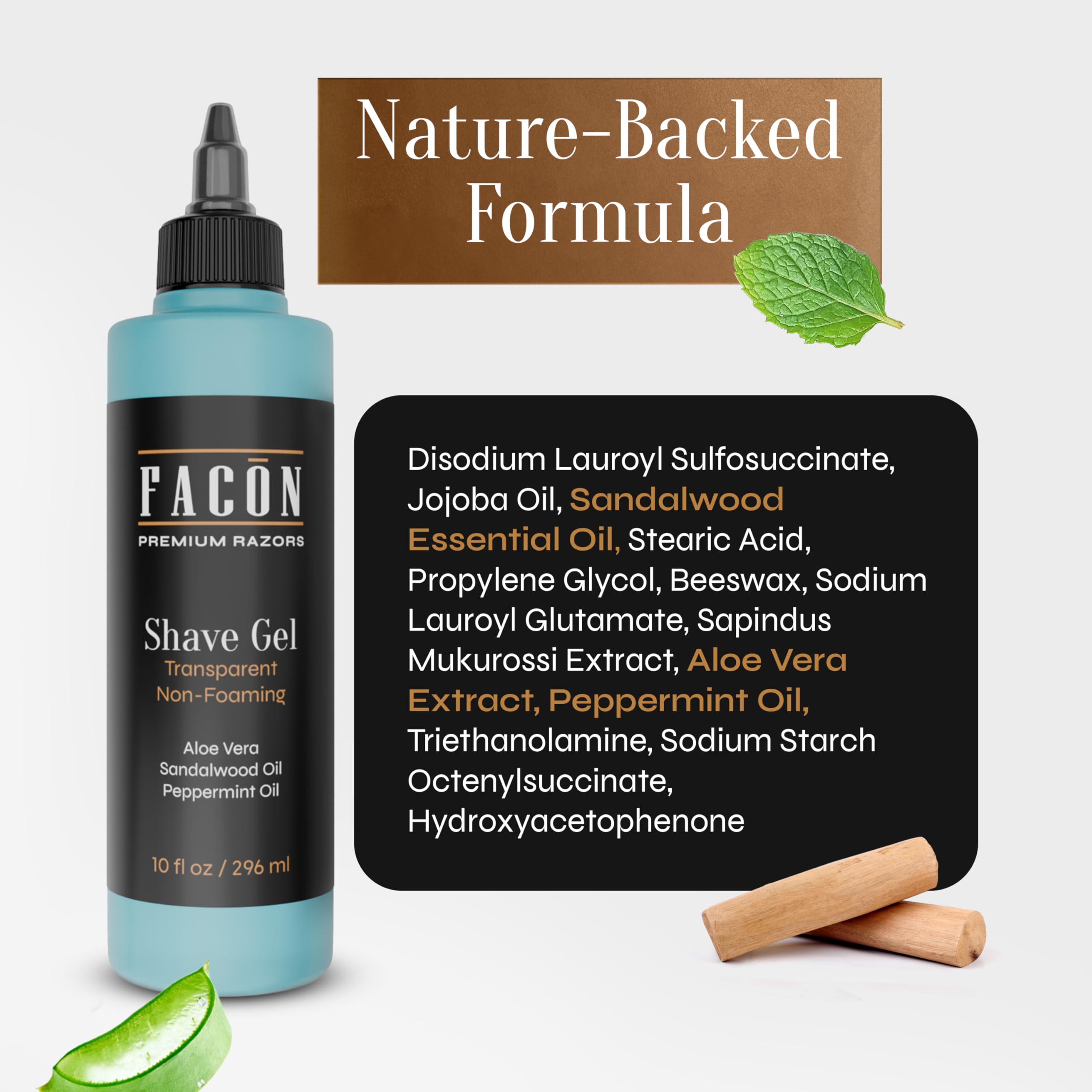Facón ultra glide for a comfortable, irritation-free shave.