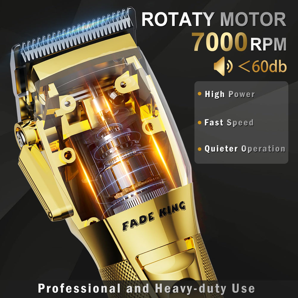 FADEKING ergonomic grip design on gold-bronze housing for comfortable use.