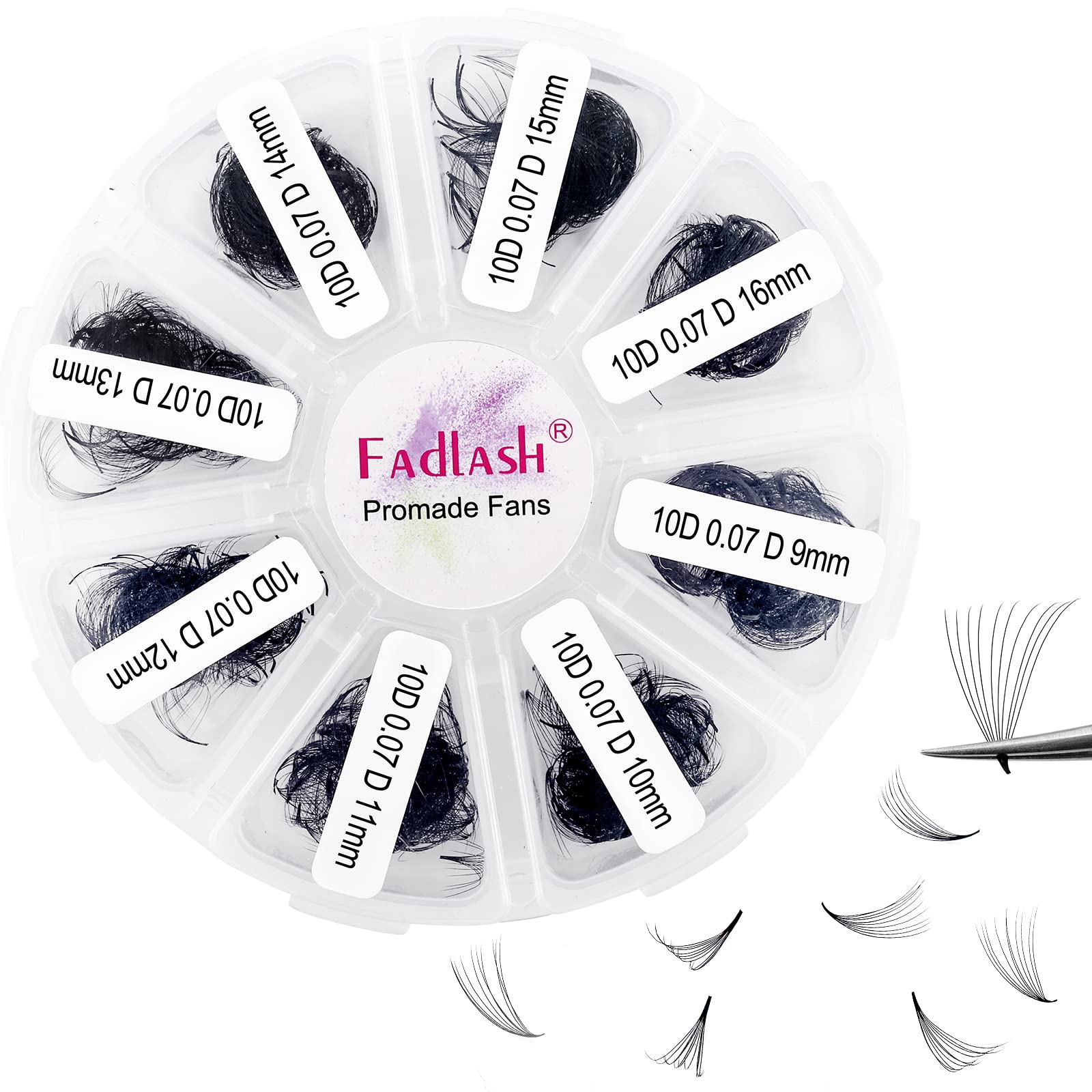 FADLASH 1000 fans 10D premade volume extensions close-up showing dense, dramatic lashes