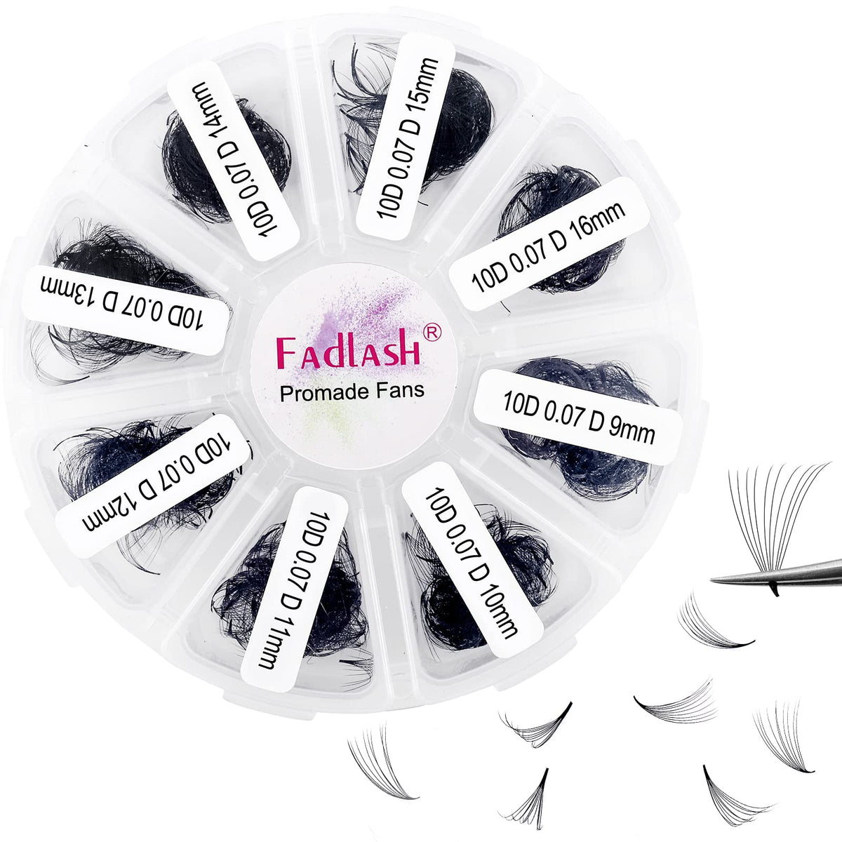 FADLASH 1000 fans 10D premade volume extensions close-up showing dense, dramatic lashes