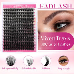 FADLASH 3D cluster eyelashes 12-18mm for layered, fuller eyes.