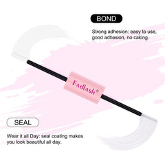 FADLASH Protective layer seal close-up highlights longer retention and lash safety.