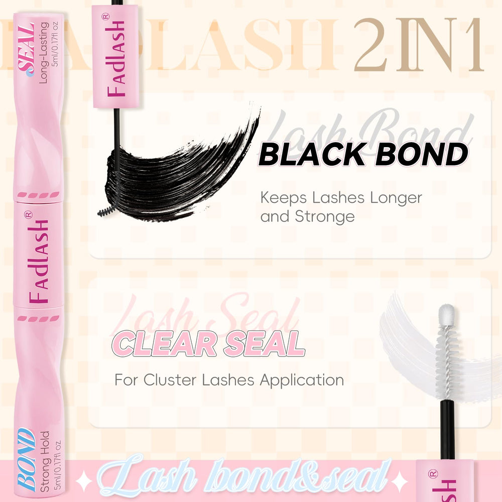 FADLASH lash bond-seal wand-application demonstrates easy, precise cluster placement for DIY lashes.
