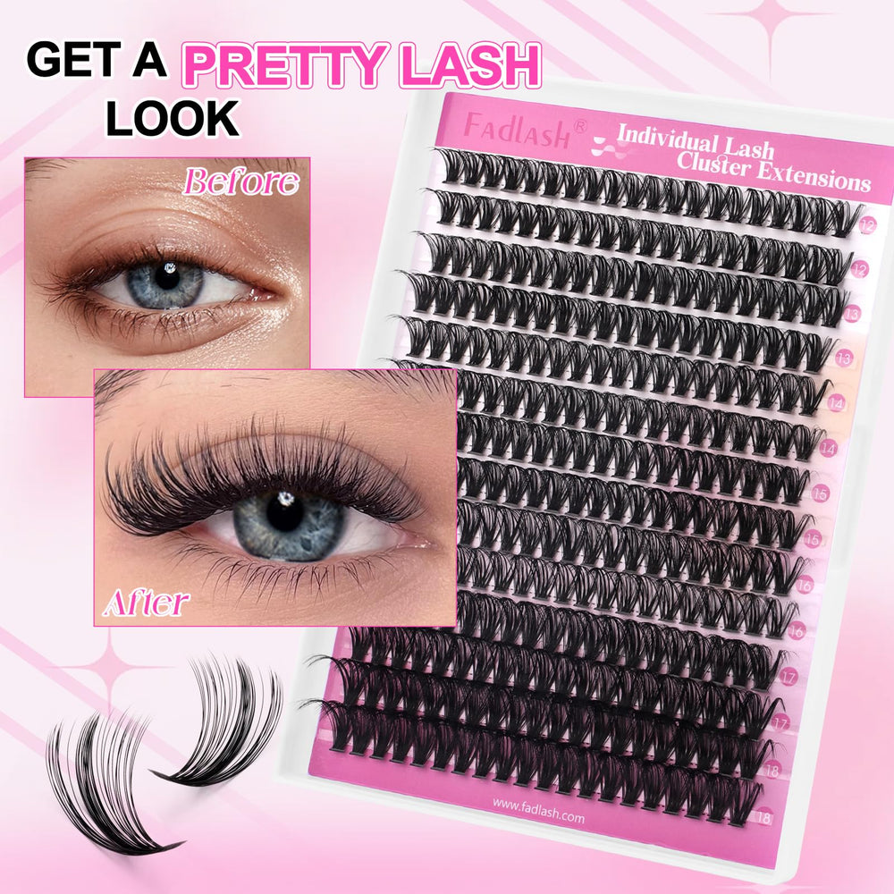 FADLASH natural wispy lashes create a subtle daytime look.