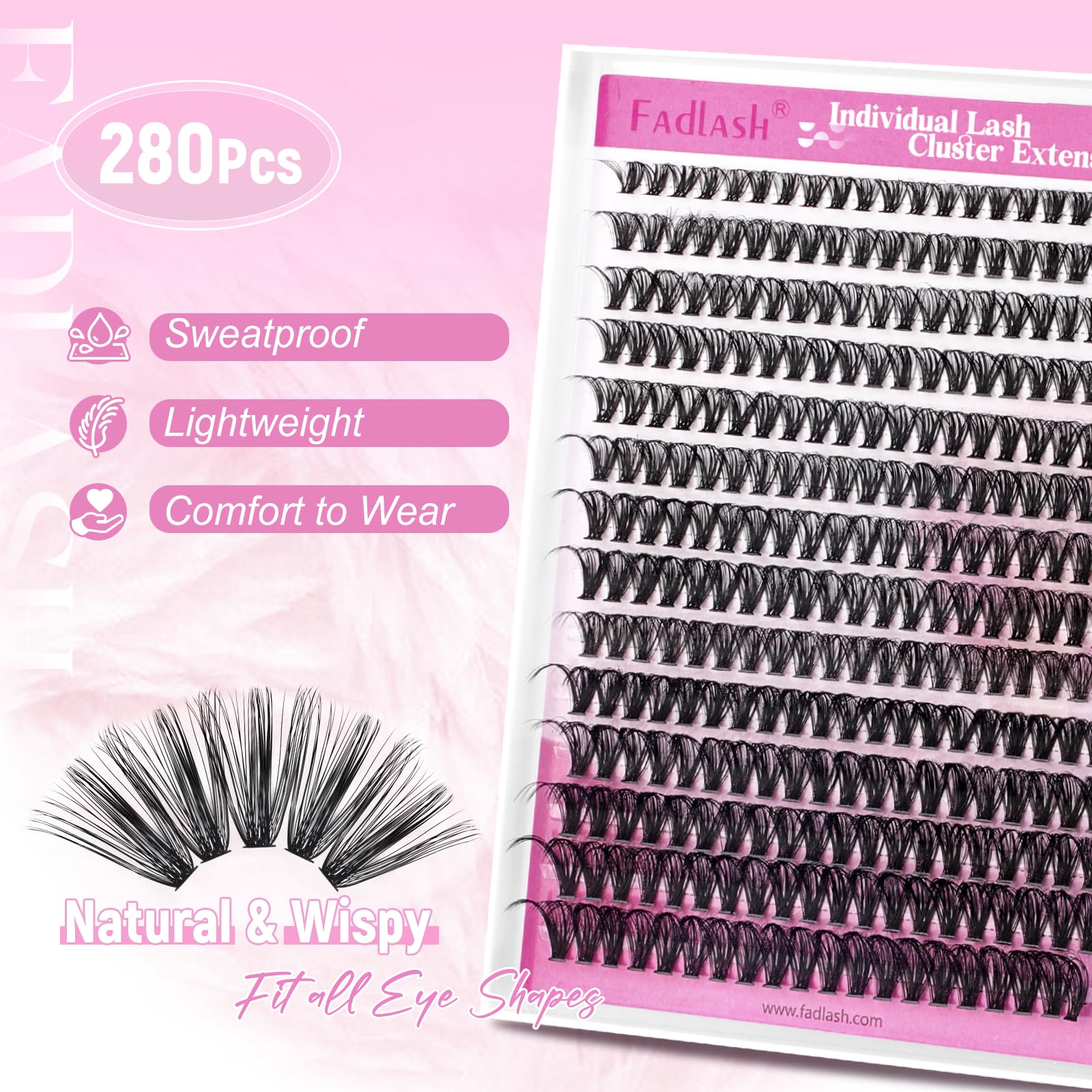 FADLASH lash clusters soft band for all-day comfort.