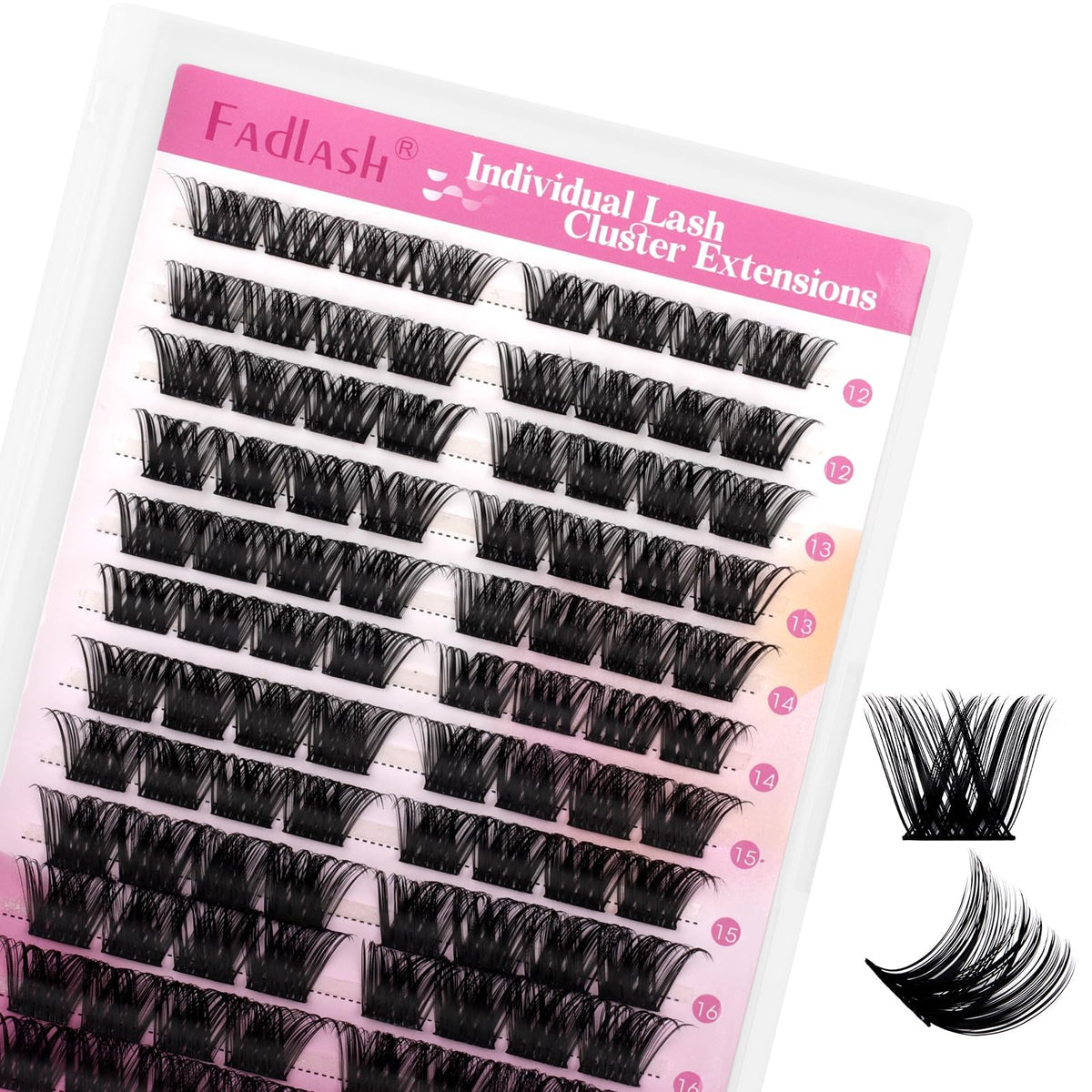 FADLASH lash clusters 96pcs 12-18mm on strip for home lash setup