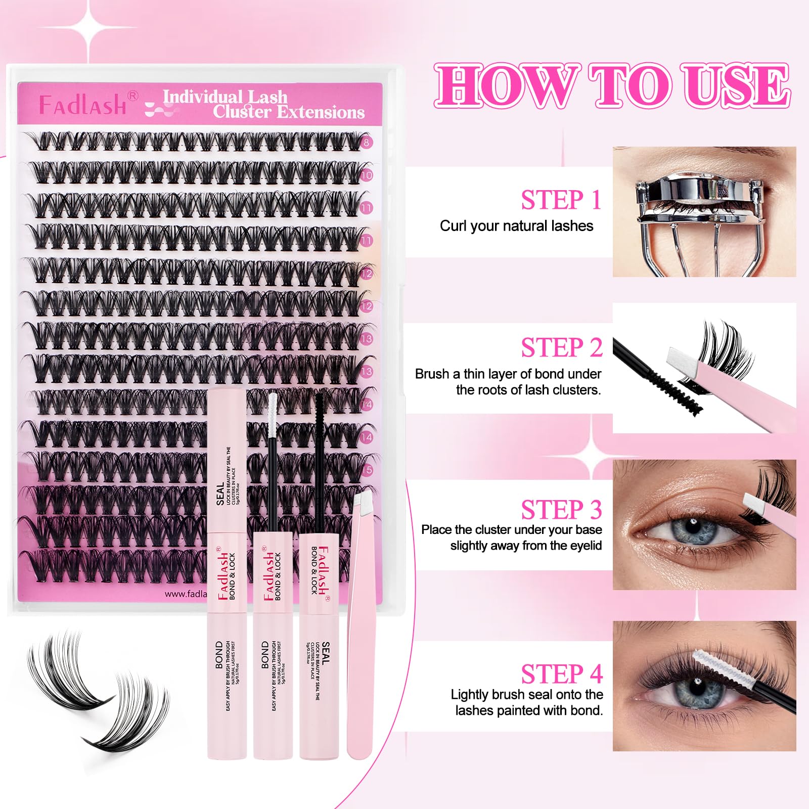 FADLASH clusters suit various eye shapes for natural or dramatic looks.