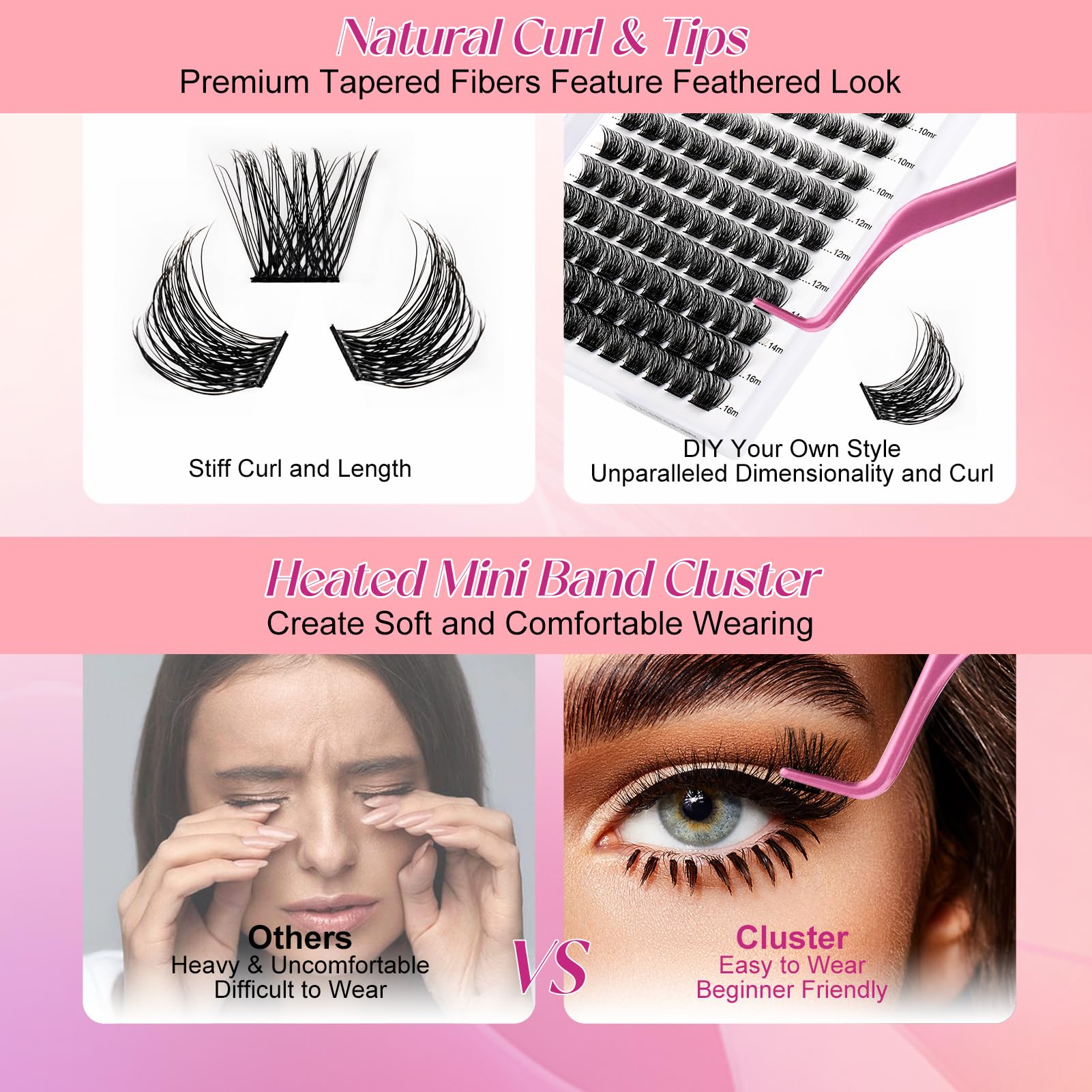 FADLASH packaging box keeps lash clusters organized for home use.