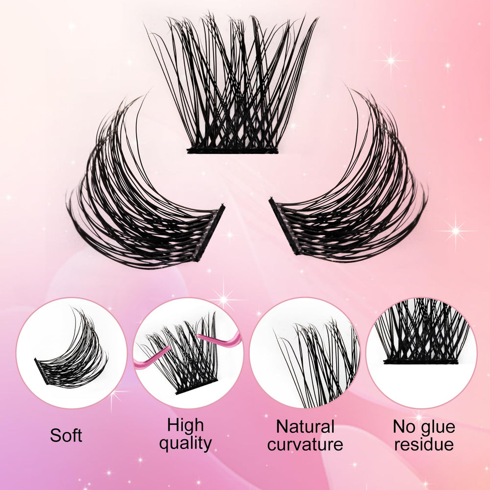 Varied-length FADLASH lash clusters (8-16mm) for custom styling.
