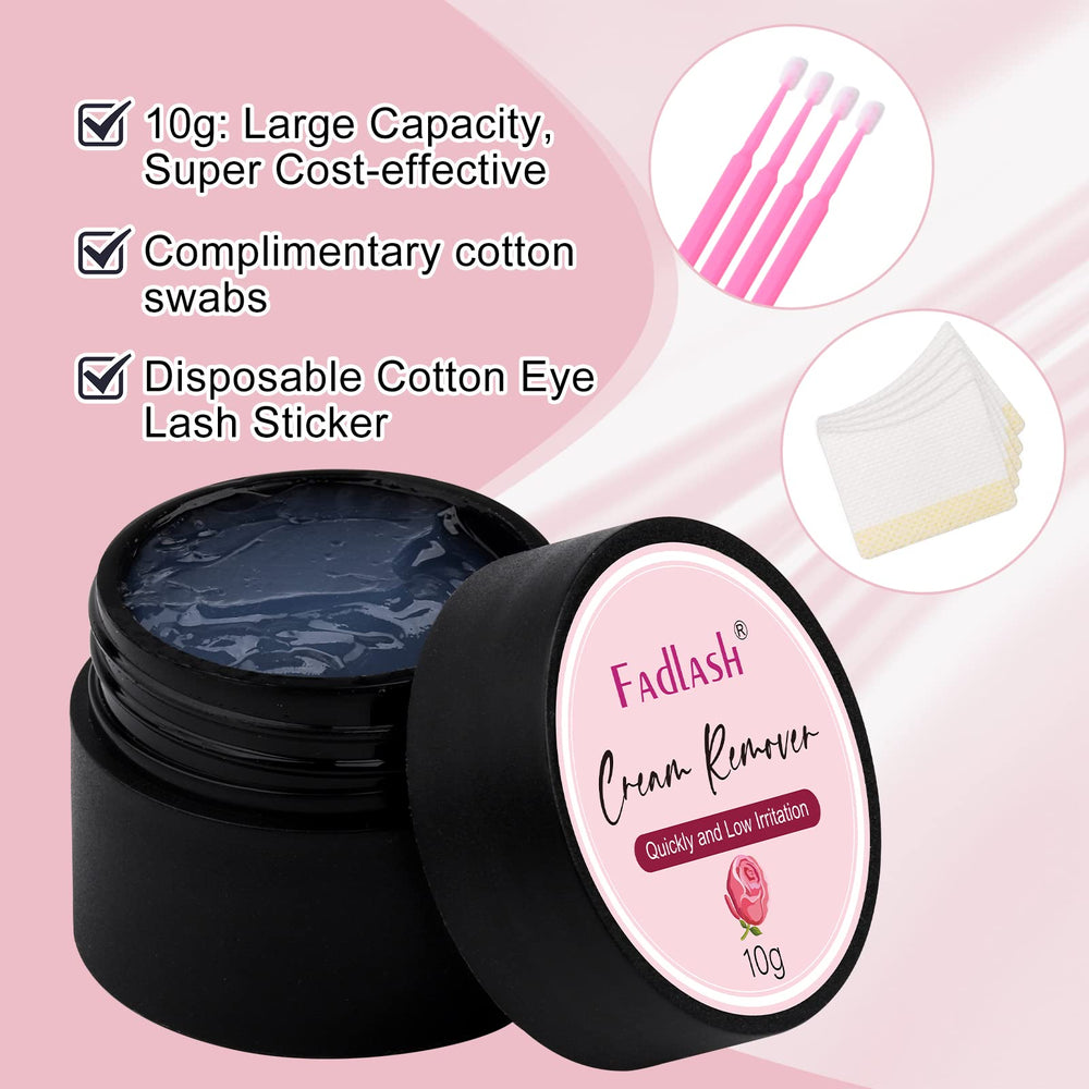 Close-up of FADLASH remover application showing controlled cream placement.