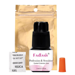FADLASH glue 1-second dry-time drop on a lash for quick extensions