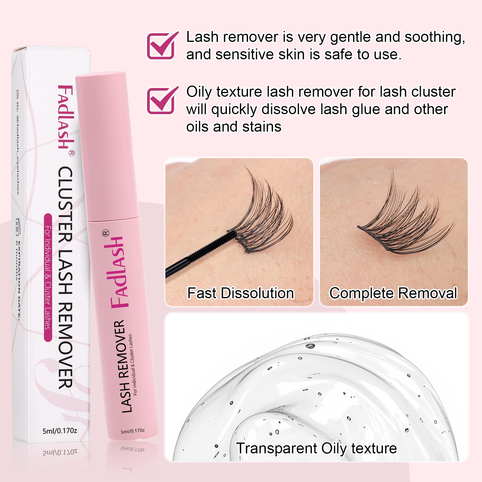 FADLASH Lash Glue Remover compact design fits in bags for travel use