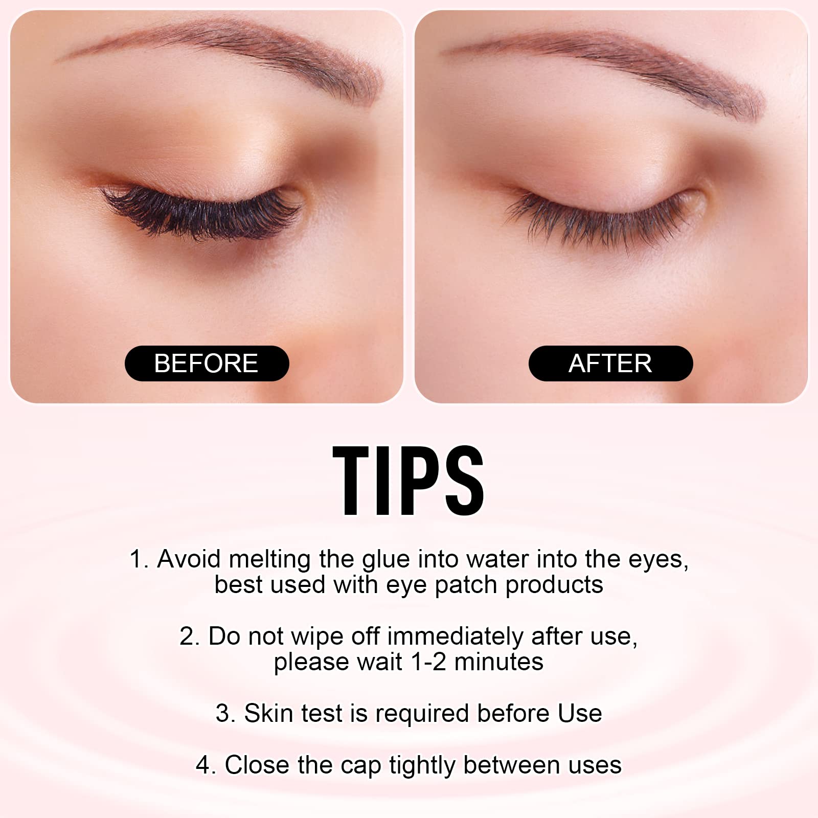 FADLASH Lash Glue Remover eye-safety tips illustrate careful use for better control