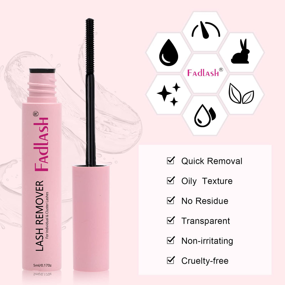FADLASH Lash Glue Remover spiral brush demonstrates precise application and reduced eye contact