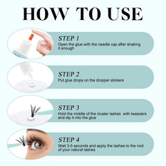 FADLASH long-lasting glue holding clusters for 7-15 days.
