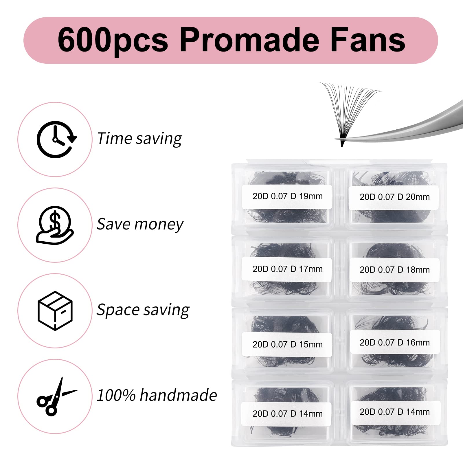 FADLASH slim-base premade fans for easy application and less adhesive.